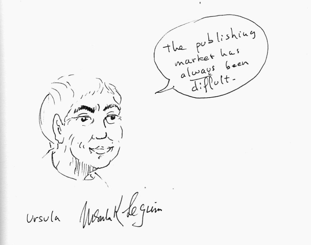 Drawing of Ursula K. LeGuin, ink on paper